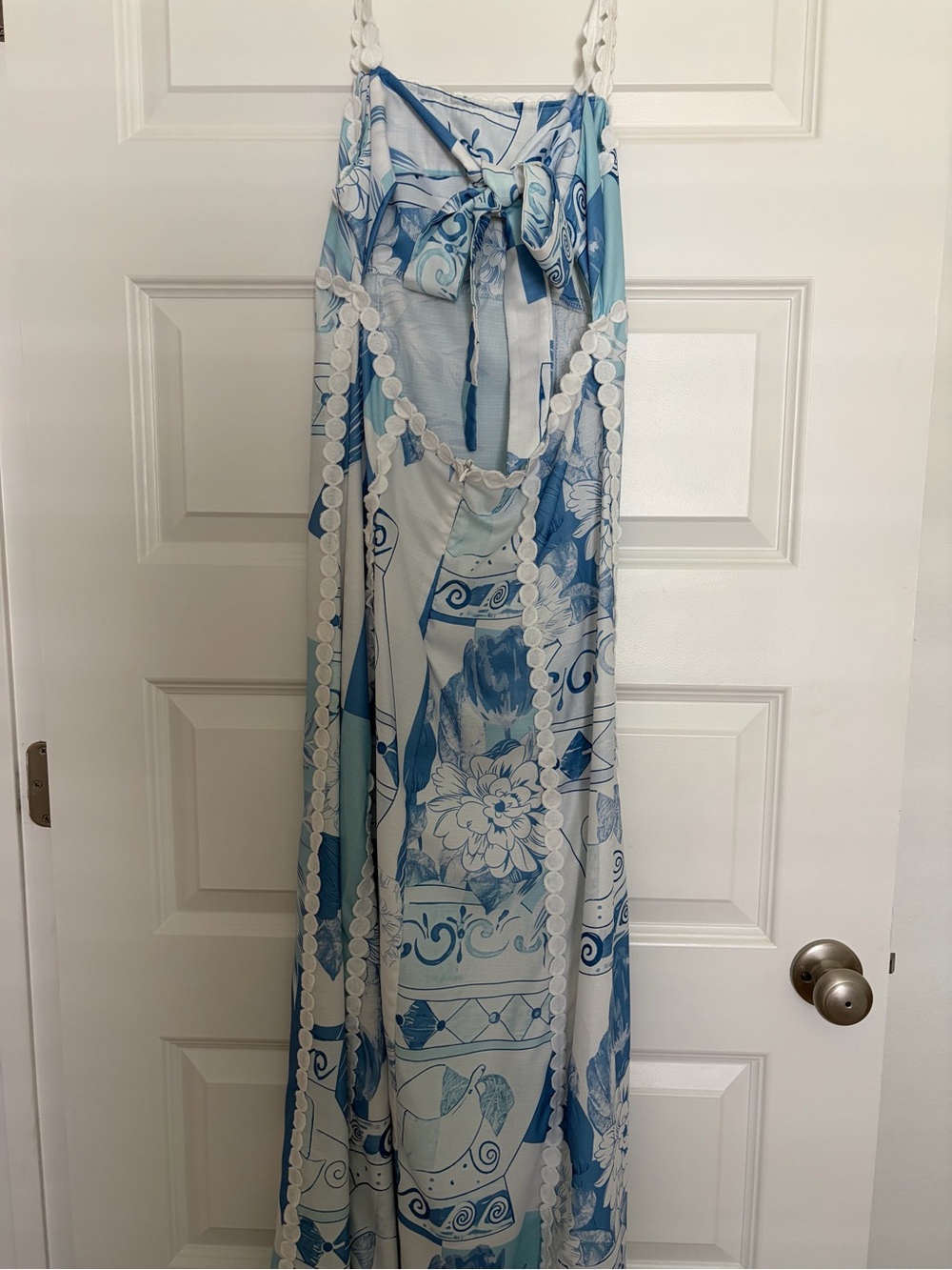 Women’s Blue Floral Crochet-Trim Camisole Top - Picture 3 of 4